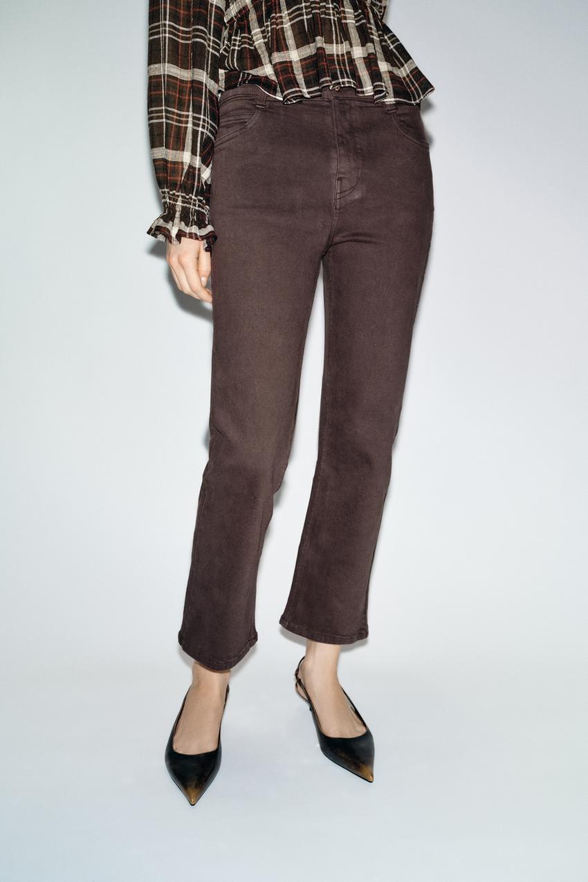Zara Z1975 Mini Flare High-Waist Jeans (Brown)