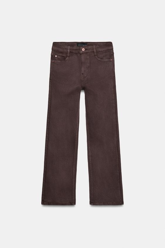 Zara Z1975 Mini Flare High-Waist Jeans (Brown)