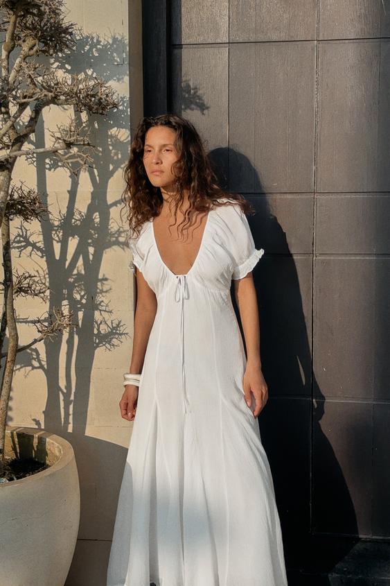 Zara Chiffon Godet Midi Dress
