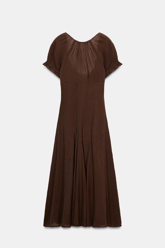 Zara Chiffon Godet Midi Dress