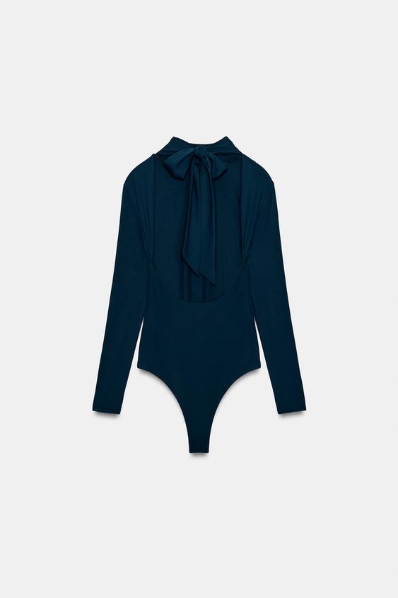 Zara Polyamide Tie-Detail Bodysuit