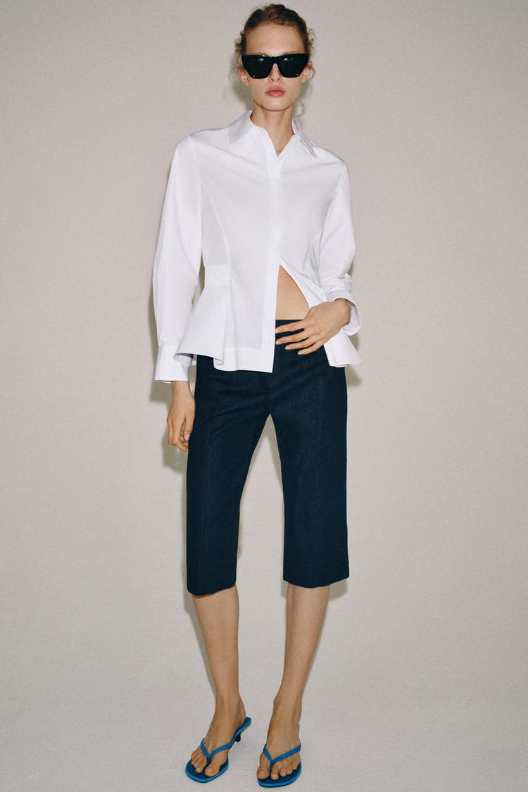 Zara ZW Collection Poplin Peplum Shirt