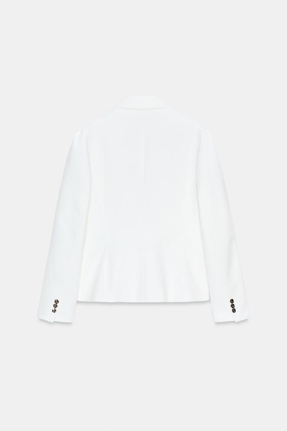 Zara Fitted Blazer with Pronounced Shoulders (Burgundy)