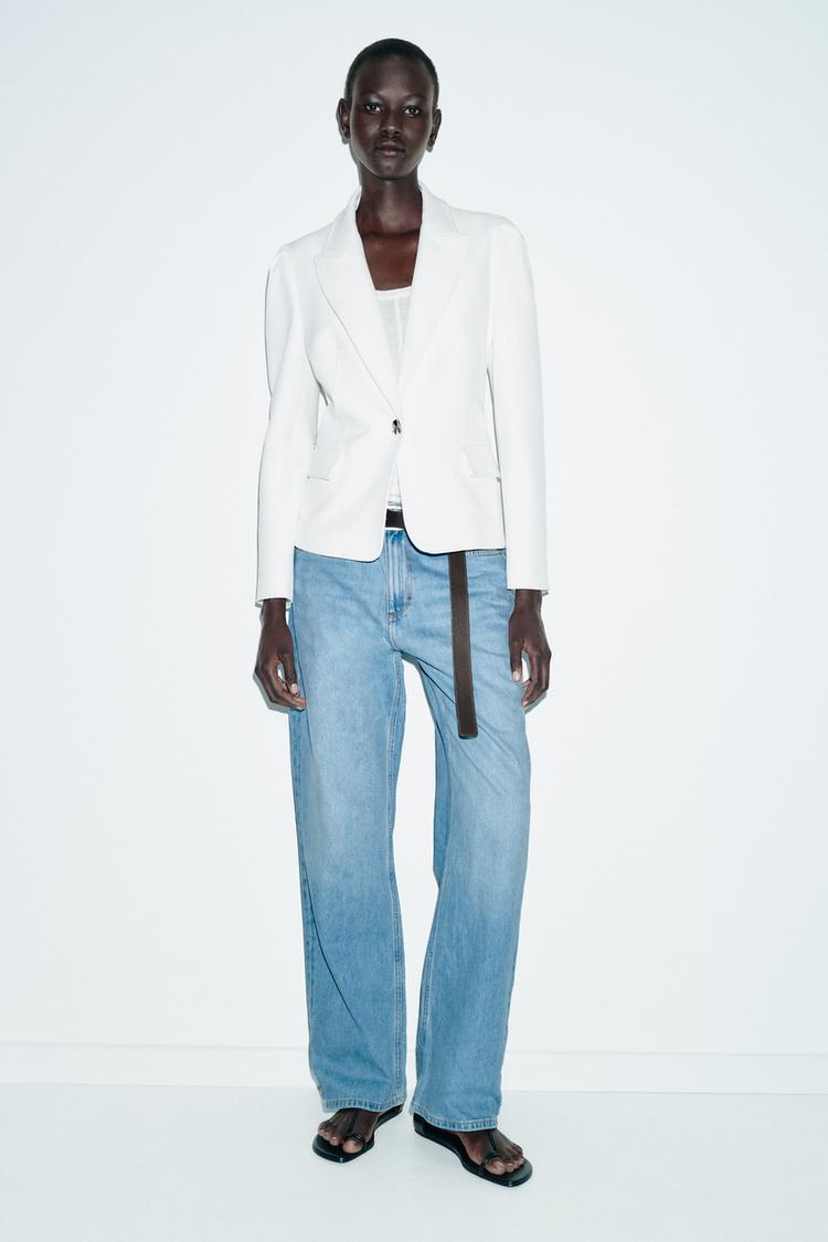 Zara Fitted Blazer with Pronounced Shoulders (Burgundy)