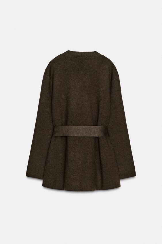 Zara Belted Knit Cardigan (Brown)