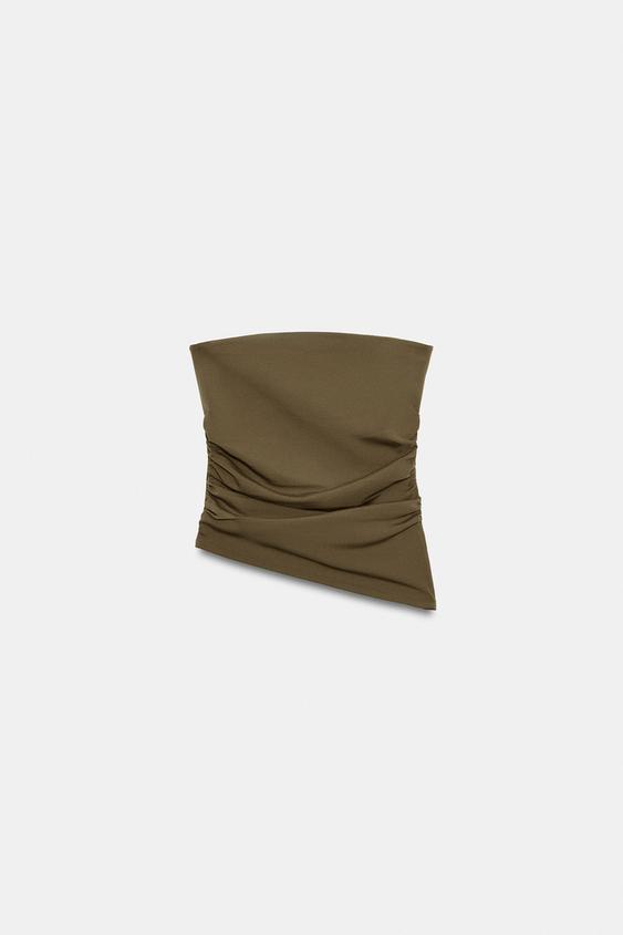 Zara Draped Textured Bandeau Top