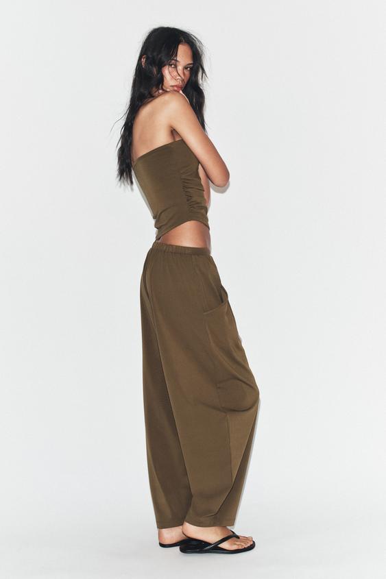 Zara Draped Textured Bandeau Top