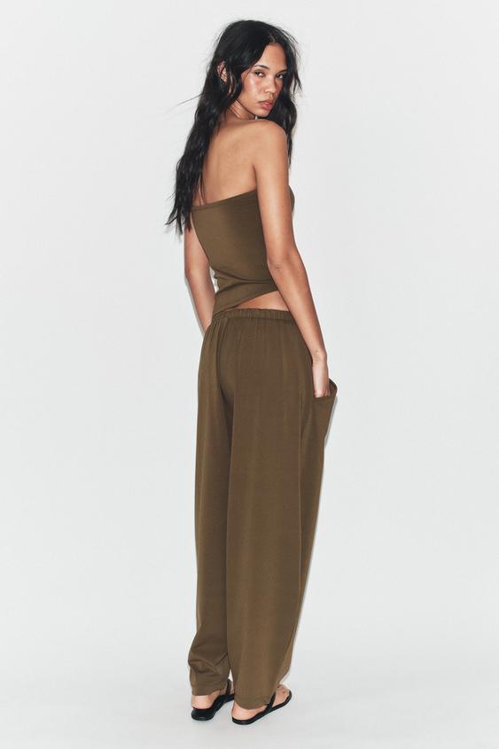 Zara Draped Textured Bandeau Top