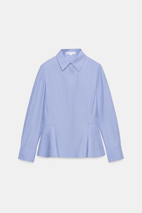Zara ZW Collection Poplin Peplum Shirt