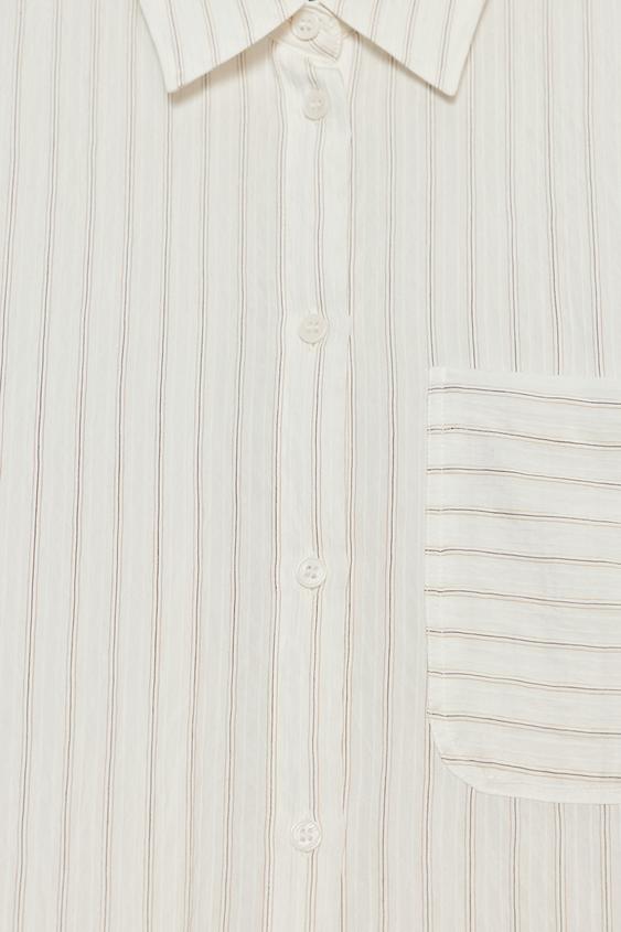 Zara ZW Collection Flowing Striped Shirt (Ecru)