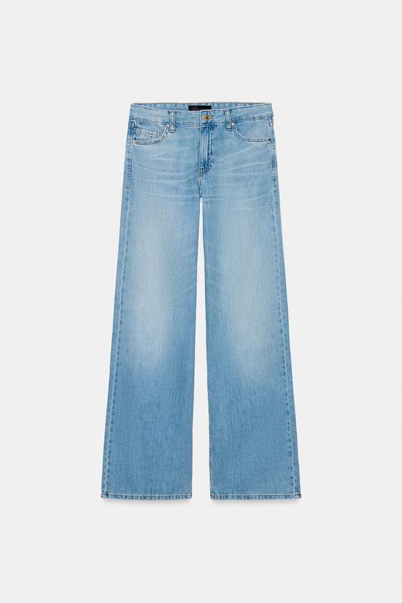 Zara Z1975 Wide-Leg Low-Rise Jeans (Light Blue)