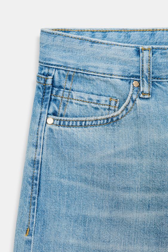 Zara Z1975 Wide-Leg Low-Rise Jeans (Light Blue)