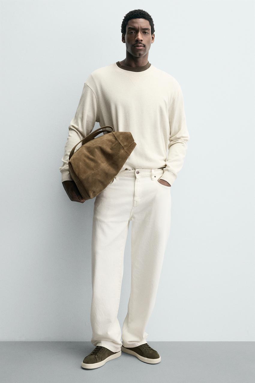 Zara Leather Trainers (Khaki Green)