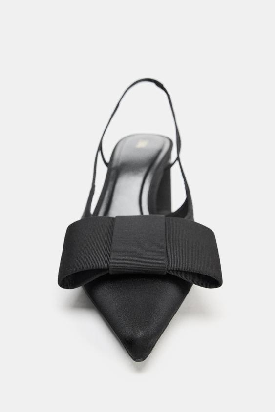 Zara Slingback Heels with Bow Detail (Black)
