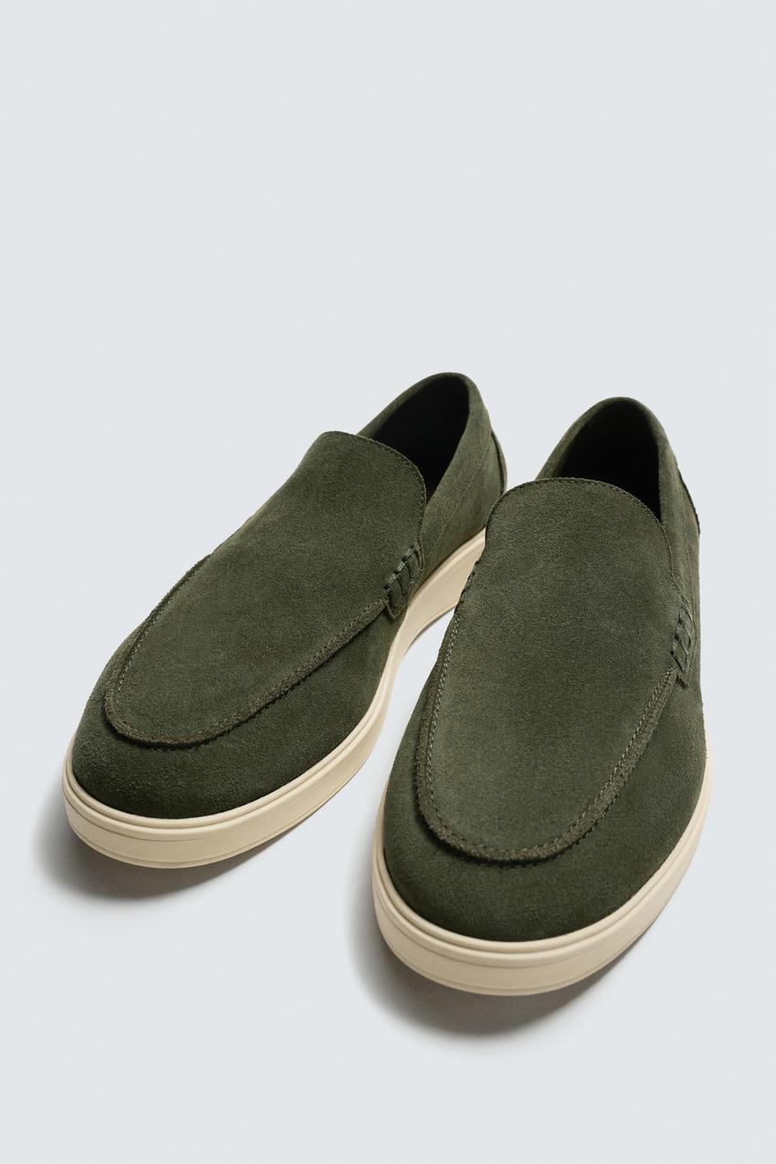 Zara Casual Leather Loafers (Sea Green)