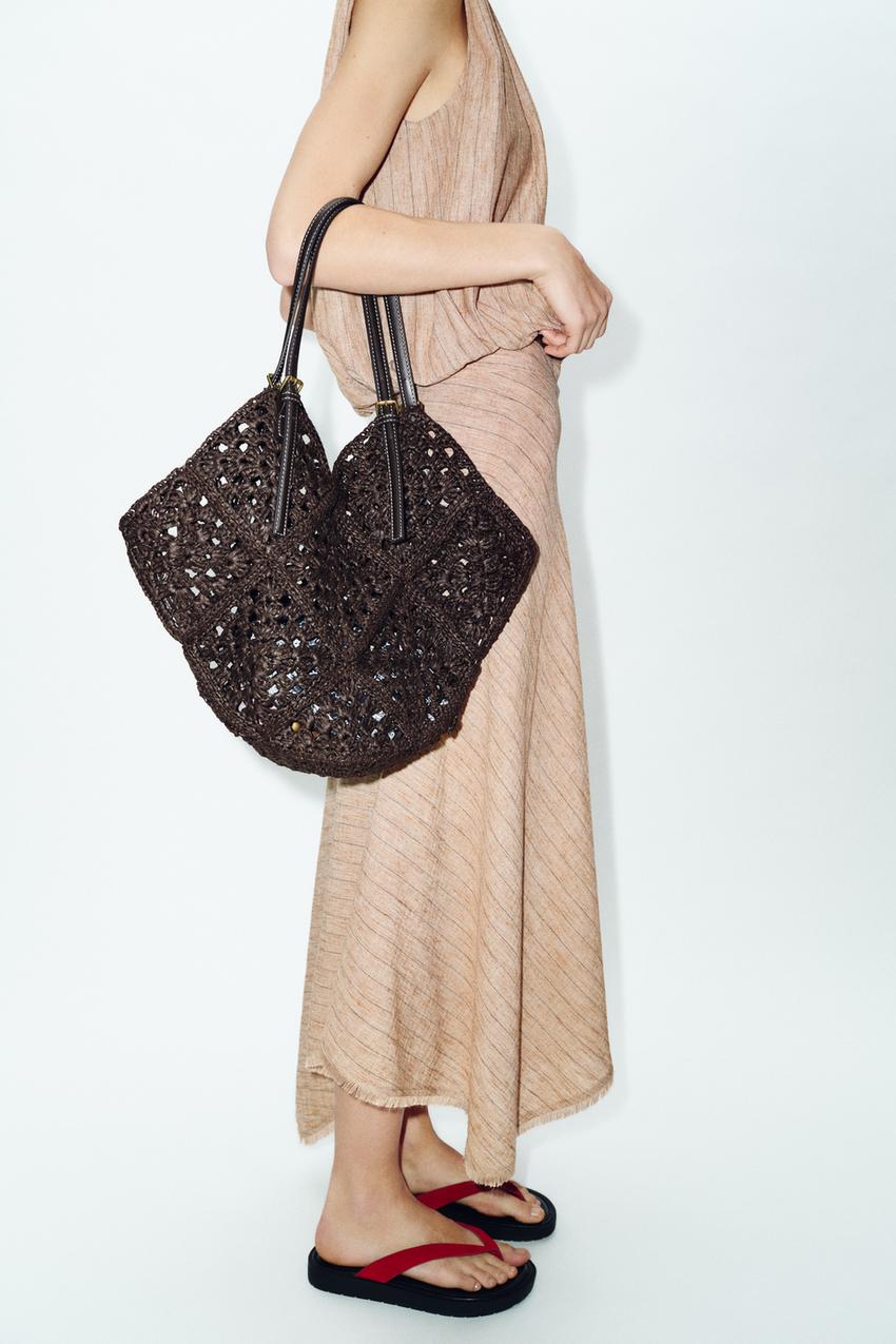 Zara Braided Tote Bag (Brown)