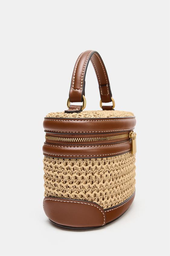 Zara Woven Vanity Bag (Light Beige)