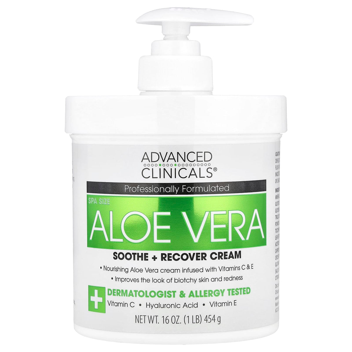 Advanced Clinicals Aloe Vera Soothe and Recover Cream 454g