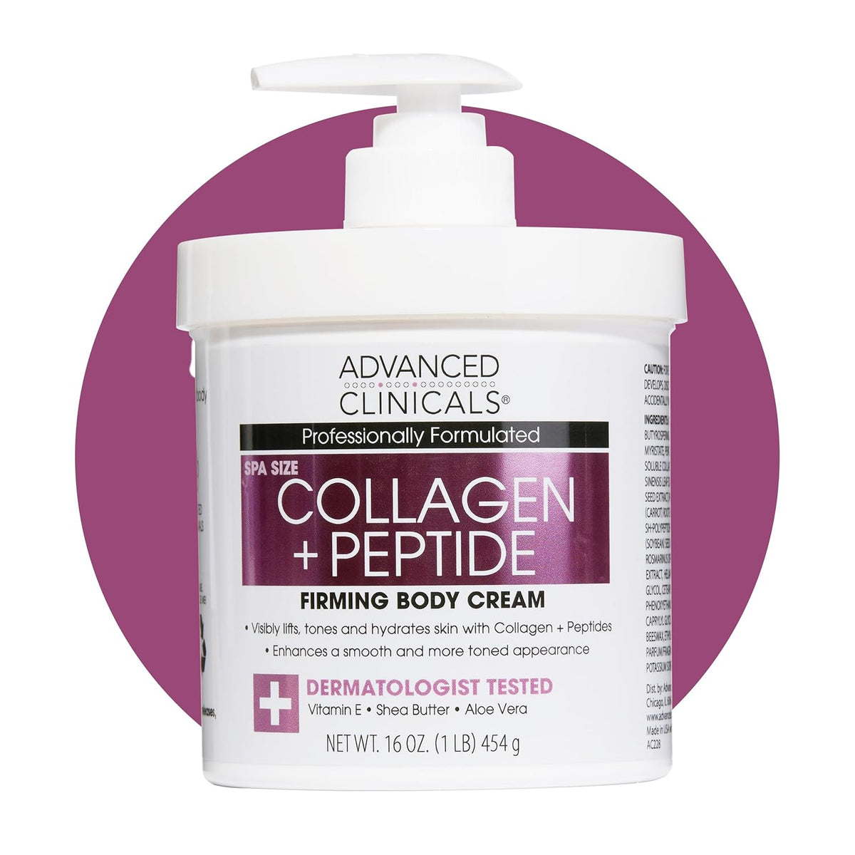 Advanced Clinicals Collagen and Peptide Firming Body Cream 454g