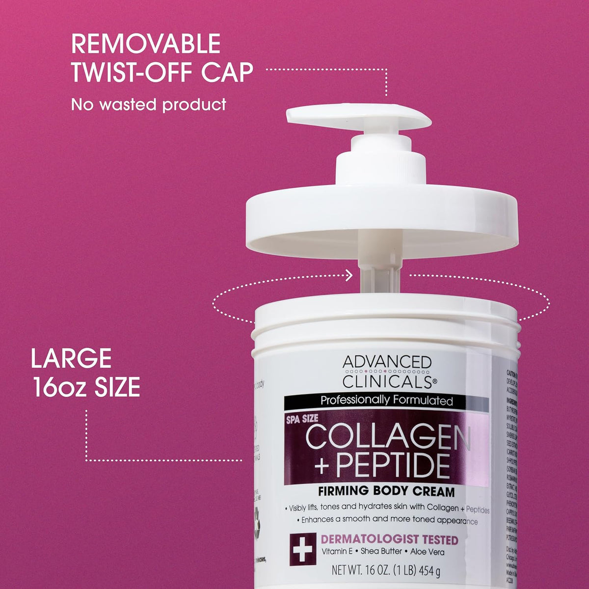Advanced Clinicals Collagen and Peptide Firming Body Cream 454g