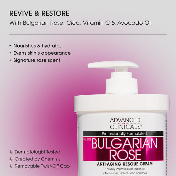 Advanced Clinicals Bulgarian Rose Anti-Aging Rescue Cream 454g