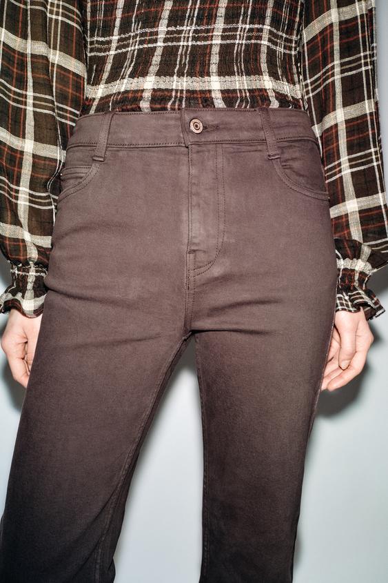 Zara Z1975 Mini Flare High-Waist Jeans (Brown)