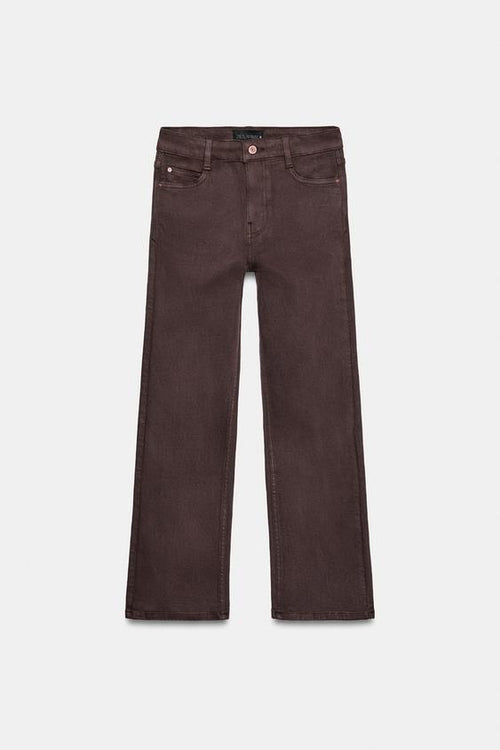 Zara Z1975 Mini Flare High-Waist Jeans (Brown)
