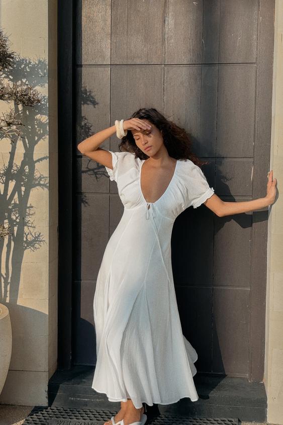 Zara Chiffon Godet Midi Dress