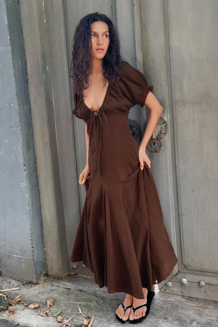 Zara Chiffon Godet Midi Dress