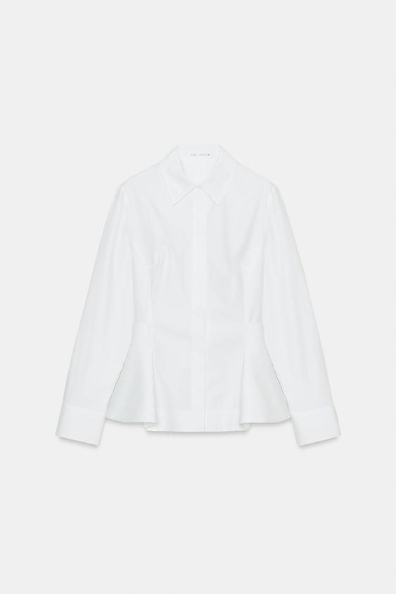 Zara ZW Collection Poplin Peplum Shirt