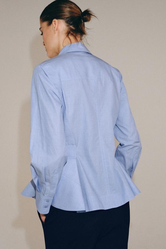 Zara ZW Collection Poplin Peplum Shirt