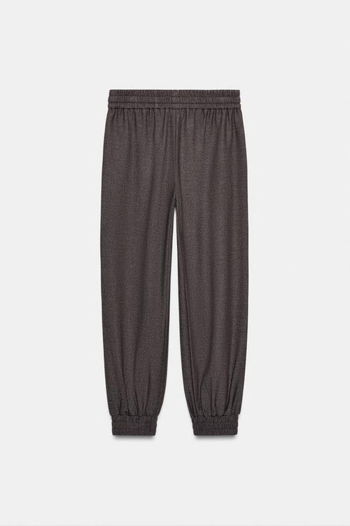 Zara Jogging Trousers with Elasticated Cuffs (Brown Marl)