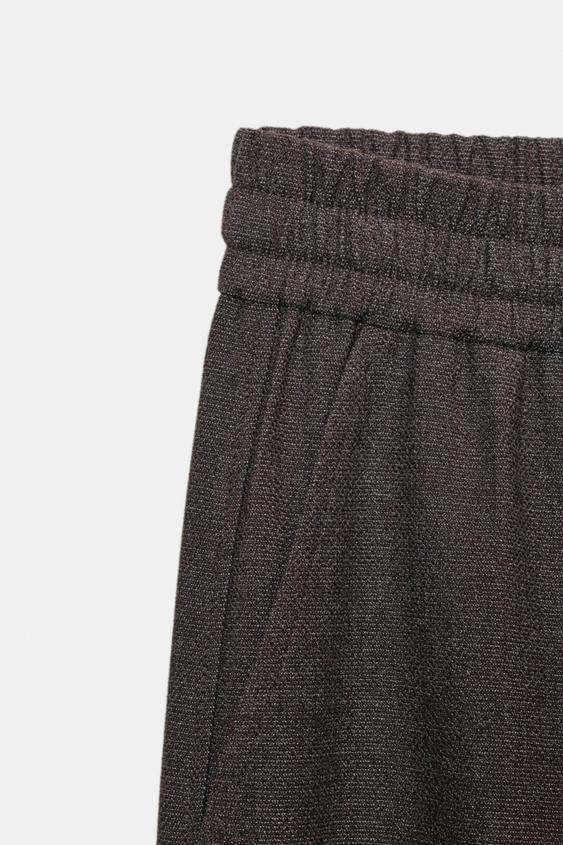 Zara Jogging Trousers with Elasticated Cuffs (Brown Marl)