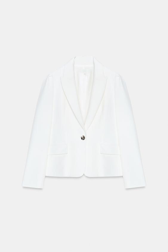 Zara Fitted Blazer with Pronounced Shoulders (Burgundy)