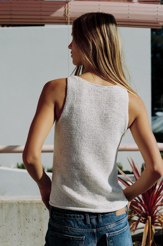 Zara Chunky Knit Top (Ecru)