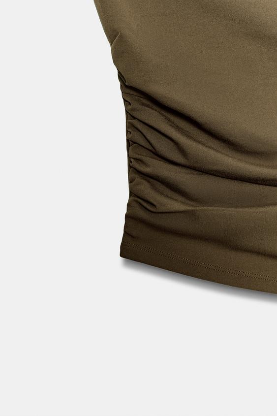 Zara Draped Textured Bandeau Top