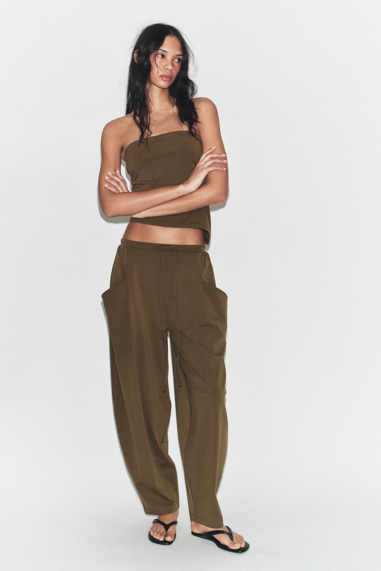 Zara Draped Textured Bandeau Top