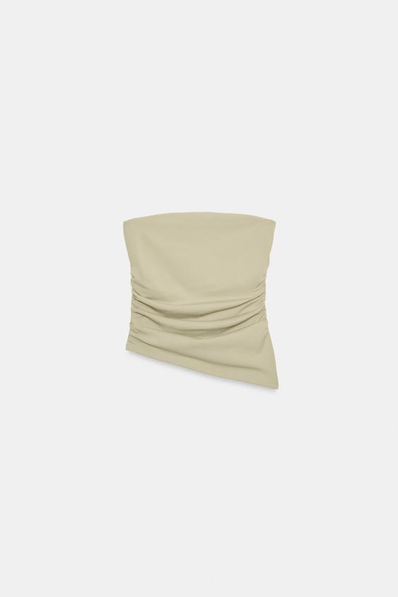 Zara Draped Textured Bandeau Top