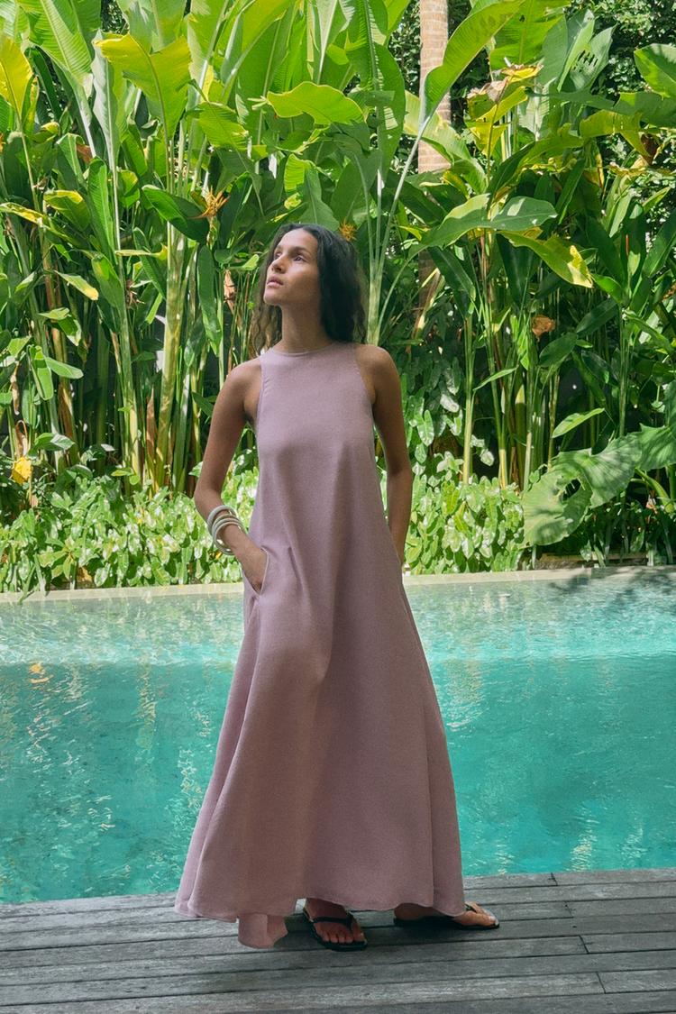 Zara Flowing Midi Dress (Dusty Mauve)