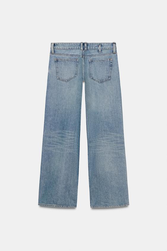 Zara Z1975 Straight Low-Rise Ripped Jeans (Indigo)