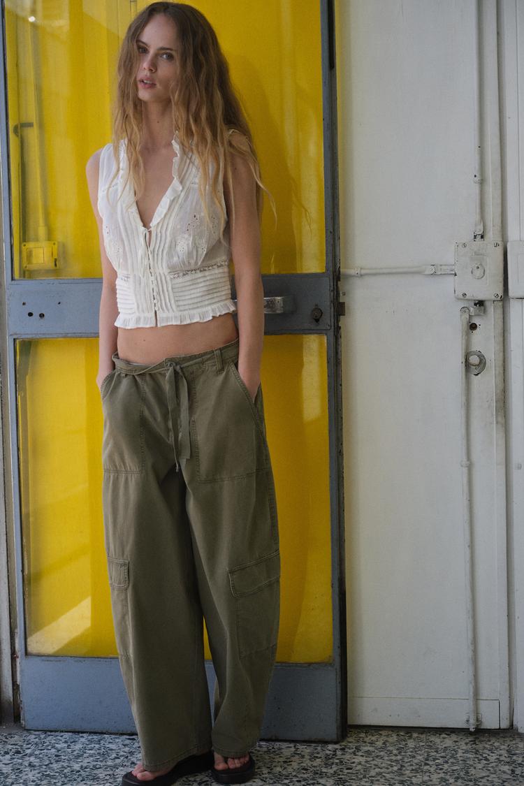 Zara Embroidered Gauze Top (Oyster-White)