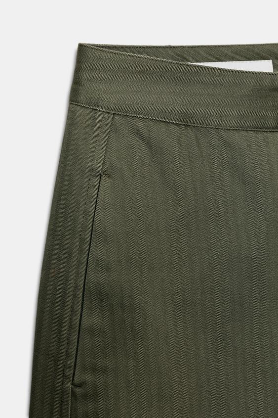 Zara Herringbone Barrel Trousers