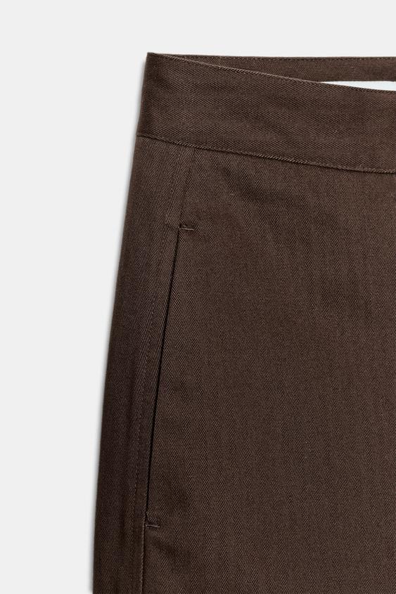 Zara Herringbone Barrel Trousers