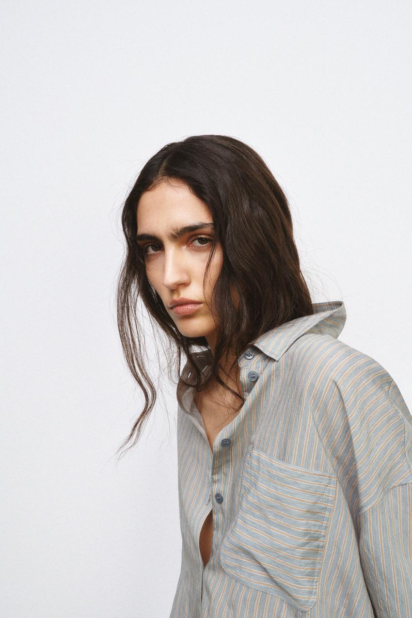 Zara ZW Collection Striped Flowing Shirt (Multicoloured)