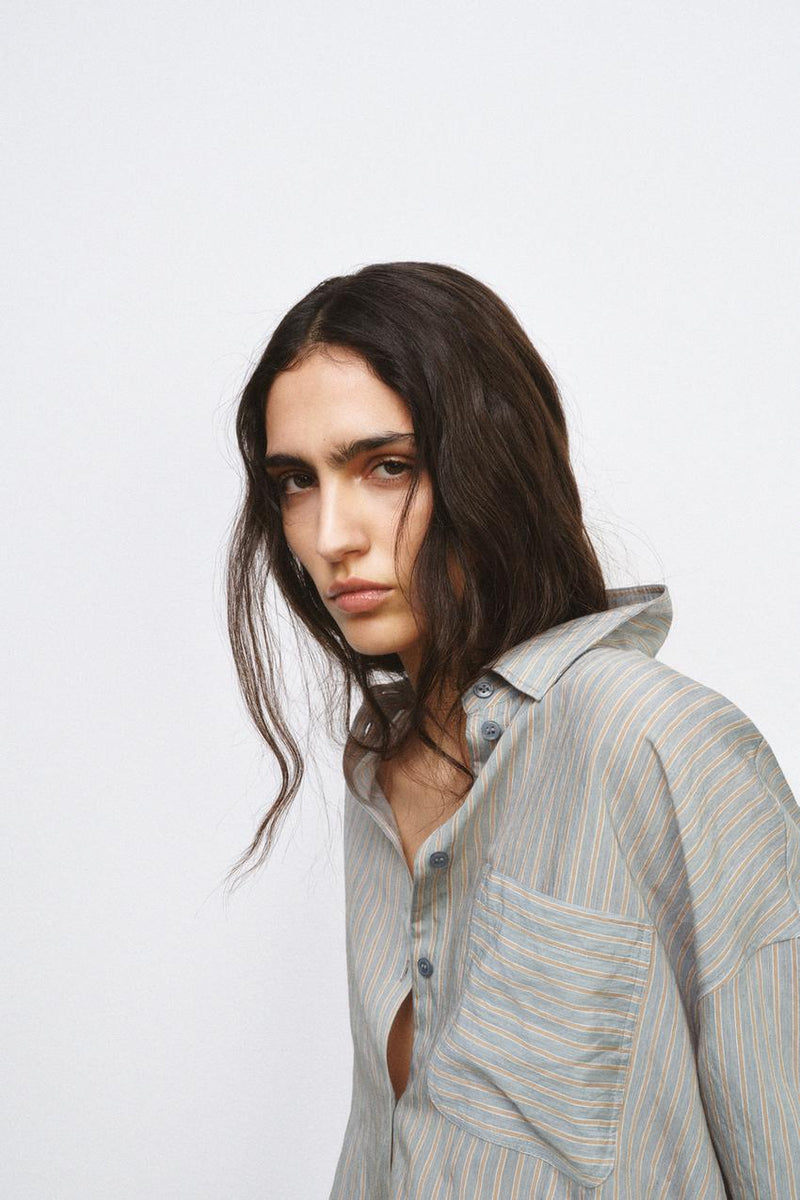 Zara ZW Collection Striped Flowing Shirt (Multicoloured)