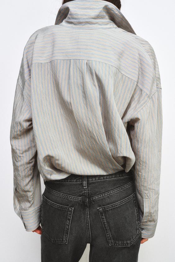 Zara ZW Collection Striped Flowing Shirt (Multicoloured)
