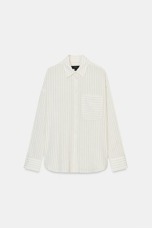 Zara ZW Collection Flowing Striped Shirt (Ecru)