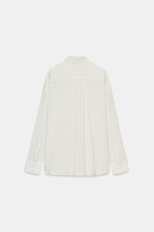 Zara ZW Collection Flowing Striped Shirt (Ecru)