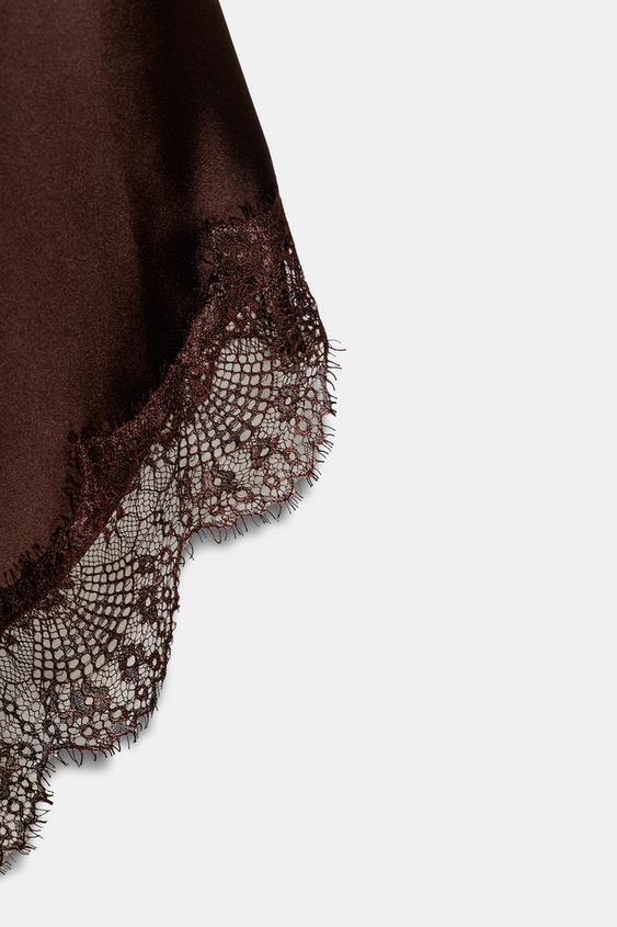 Zara Satin Lace Dress (Dark Mink)