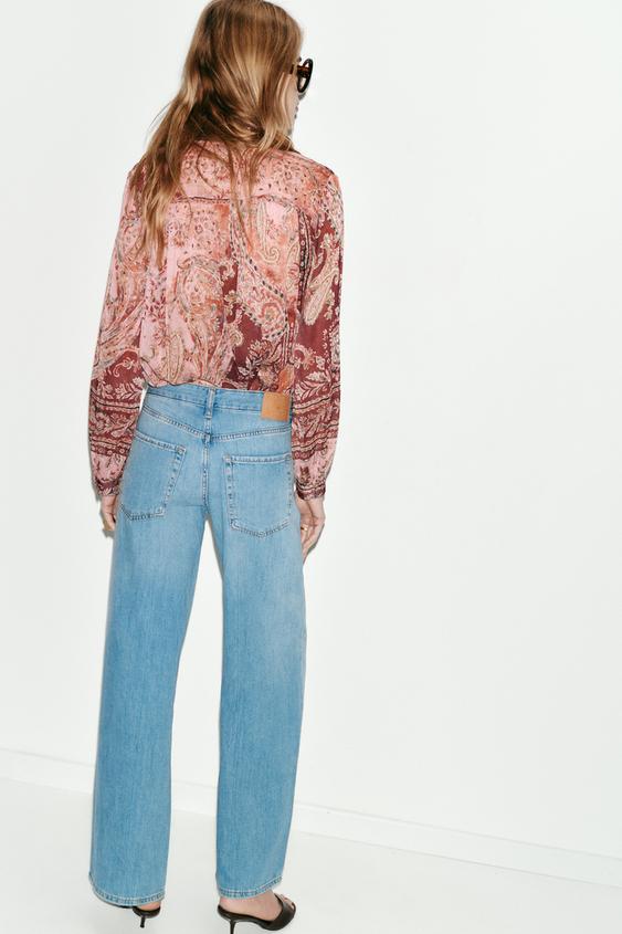 Zara Z1975 Wide-Leg Low-Rise Jeans (Light Blue)